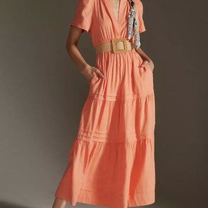 Anthropologie Somerset Maxi Dress, Linen Edition - CORAL - S